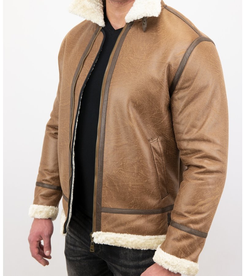 Tony Backer Men Shearling Jacket - Lammy Coat Hombre - Marrón