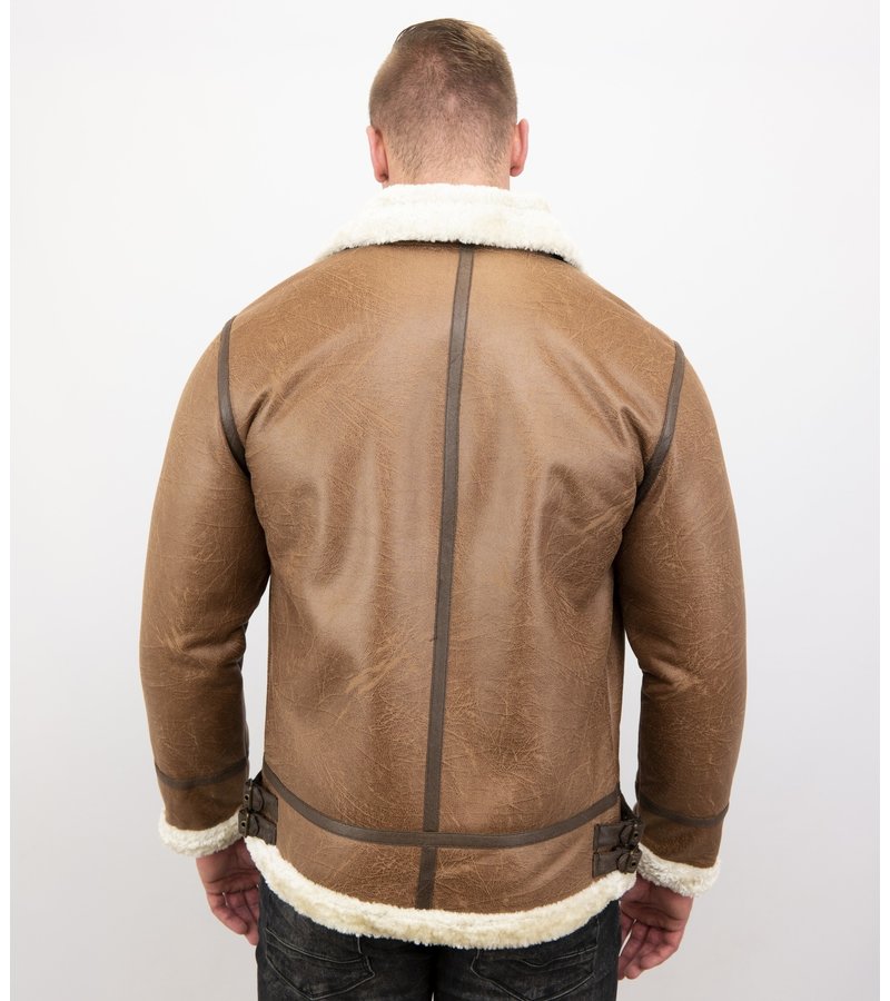 Tony Backer Men Shearling Jacket - Lammy Coat Hombre - Marrón