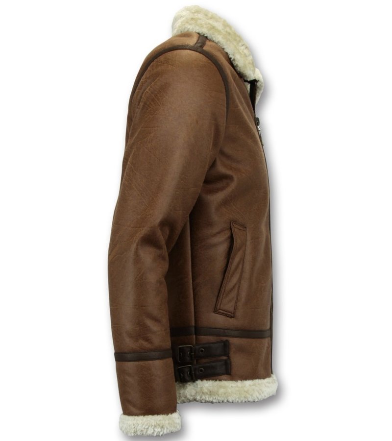 Tony Backer Men Shearling Jacket - Lammy Coat Hombre - Marrón