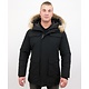 Parka Chaqueta de invierno - Cuello Grande De Piel Real - Negro