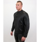 Enos Chaqueta de Cuero Falso Para Hombre - Chaqueta Motera - Negro