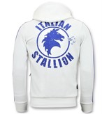 Local Fanatic Sudaderas con Cremallera - Rocky Balboa  Chaqueta -  Blanco