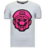 Local Fanatic Camiseta de Hombre - Impresión de Mario Neon - Blanco