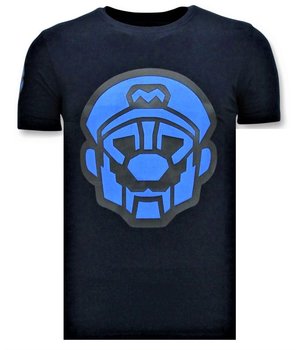 Local Fanatic Camiseta de Hombre - Impresión de Mario Neon - Azul