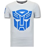 Local Fanatic Camiseta de Hombre - Transformers Robots Print - Blanco