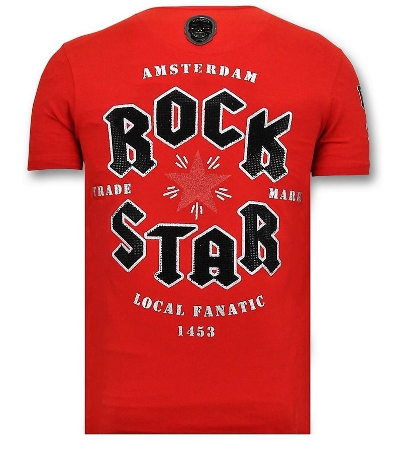Local Fanatic Camiseta Piedras - Rock My World Cat - Rojo