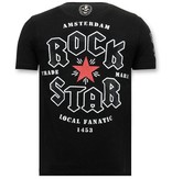 Local Fanatic Camiseta Piedras - Rock My World Cat - Negro