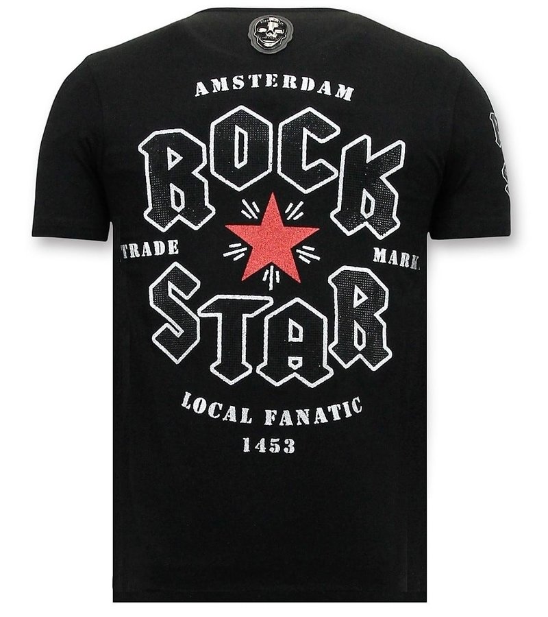 Local Fanatic Camiseta Piedras - Rock My World Cat - Negro