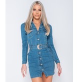 PARISIAN Botón Denim Western encima de la camisa vestido- ajustado de la Mujer - Azul