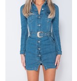 PARISIAN Botón Denim Western encima de la camisa vestido- ajustado de la Mujer - Azul