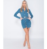 PARISIAN Botón Denim Western encima de la camisa vestido- ajustado de la Mujer - Azul