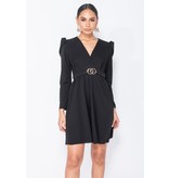 PARISIAN Manga abultada Wrap Frente mini vestido - Mujer - Negro