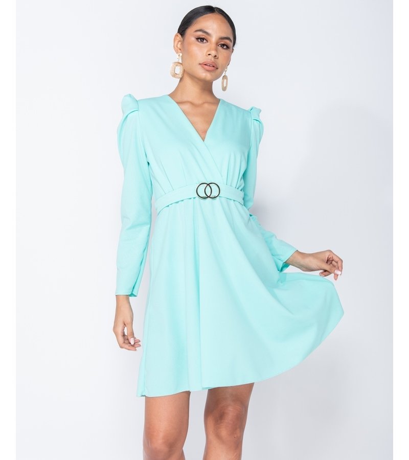 PARISIAN Detalle Manga abultada Wrap Frente hebilla mini vestido - Mujer - Verde