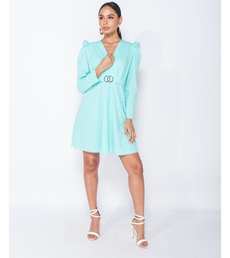 PARISIAN Detalle Manga abultada Wrap Frente hebilla mini vestido - Mujer - Verde