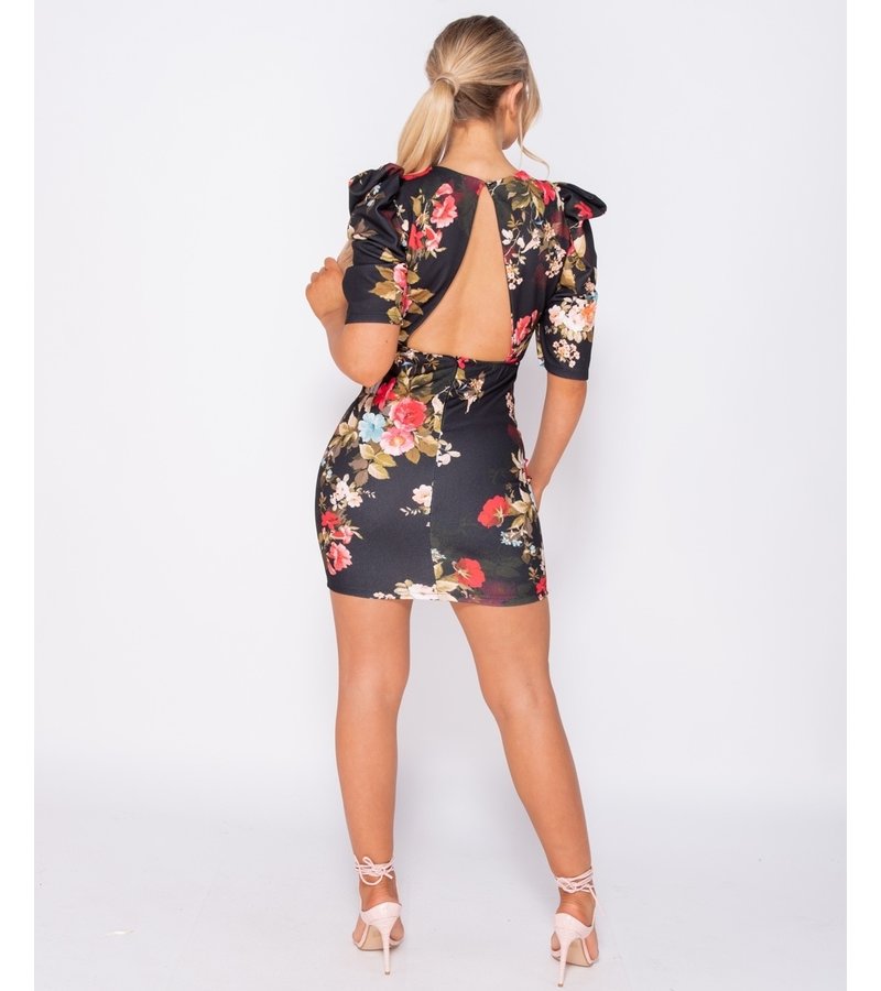 PARISIAN Impresión floral abultada - bodycon mini vestido - Mujer - Negro