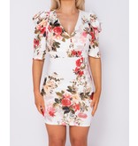 PARISIAN Abultada de la impresión floral de Bodycon del mini vestido - Mujeres - Blanco