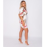 PARISIAN Abultada de la impresión floral de Bodycon del mini vestido - Mujeres - Blanco