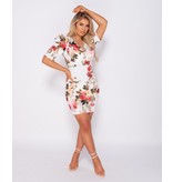 PARISIAN Abultada de la impresión floral de Bodycon del mini vestido - Mujeres - Blanco