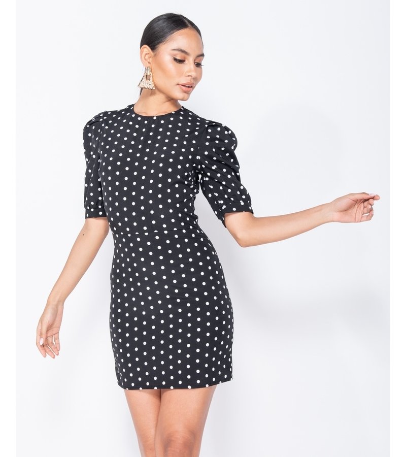 PARISIAN Lunares abultada - bodycon mini vestido - Mujer - Negro