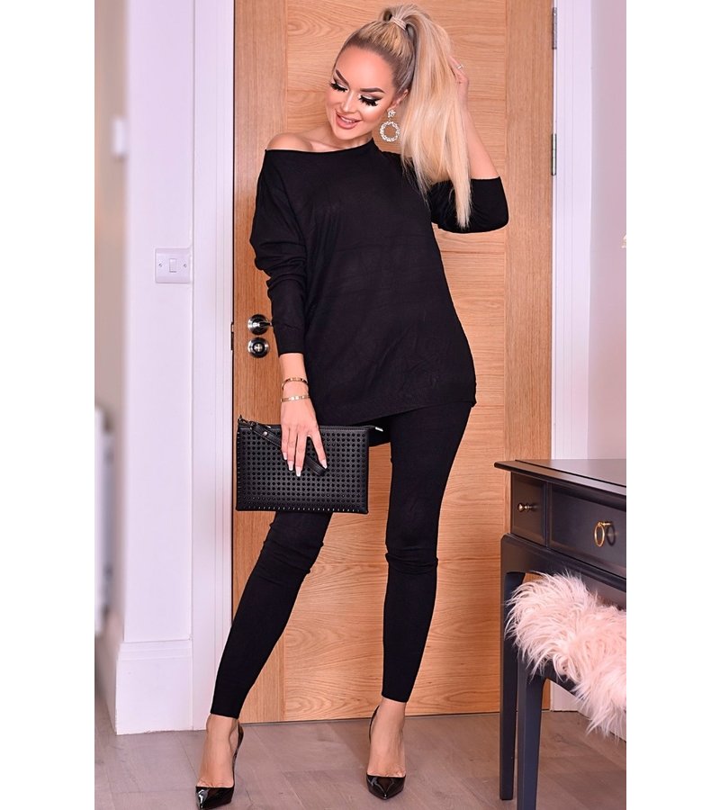 CATWALK Pixie gris de dos piezas Loungewear Set - Damas - Negro