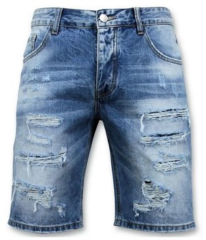 Enos Pantalones cortos Hombres - Rasgado corto - 9073 - Azul