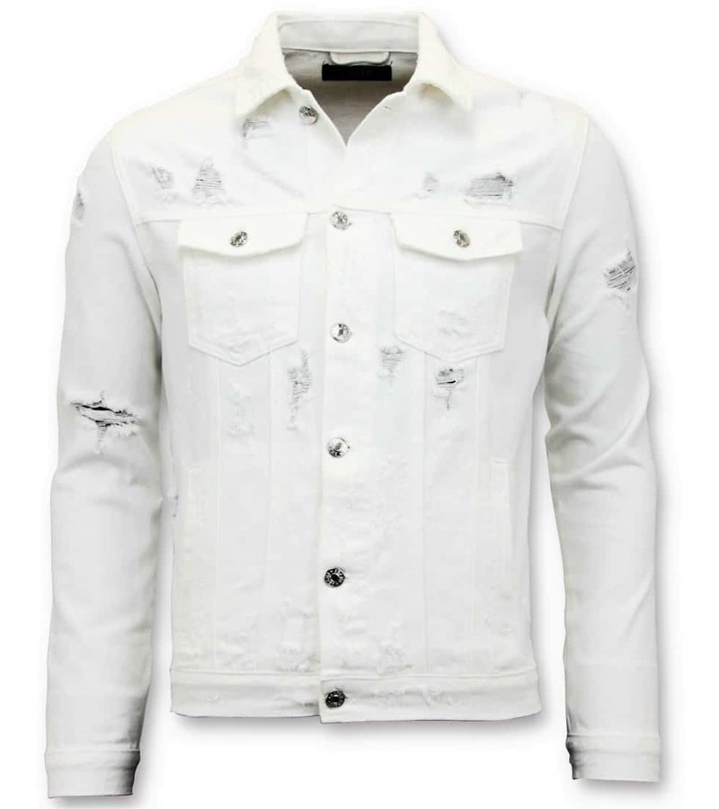 Enos Denim chaqueta de los hombres - vaqueros rasgados - Blanco