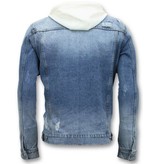 Enos Denim chaqueta de los hombres - rasgado con capucha - Azul