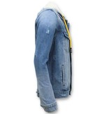 Enos Denim chaqueta de los hombres - rasgado con capucha - Azul