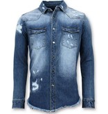 Enos Larga Camisa vaquera - Hombre de Blusas Jeans - azul