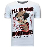 Local Fanatic Lujo de los hombres de la camiseta - Freddy Krueger - Blanco