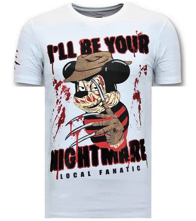 Local Fanatic Lujo de los hombres de la camiseta - Freddy Krueger - Blanco