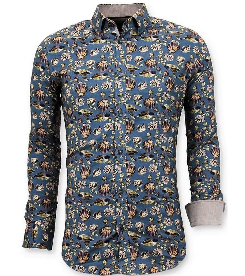 Tony Backer Camisa Para Hombre de Lujo Italiana - Impresión Digital Floral - 3062 - Verde