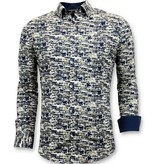 Tony Backer Diseño De Lujo Camisas De Los Hombres - 3043 - Azul