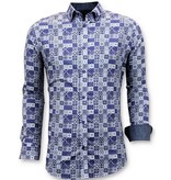 Tony Backer Hombres De Moda De Lujo Camisas - 3055 - Azul