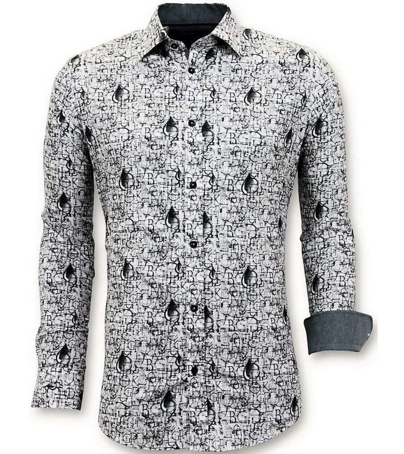 Tony Backer Camisas De Lujo De Estar Hombres Libres Impresión Digital - 3051 - Blanco