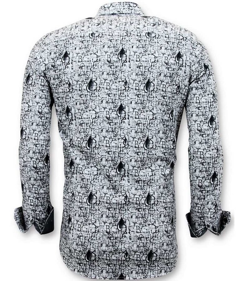 Tony Backer Camisas De Lujo De Estar Hombres Libres Impresión Digital - 3051 - Blanco