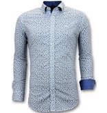 Tony Backer Camisa Hombre Estampado Bicicleta Impresión Digital - 3061 - Blanco
