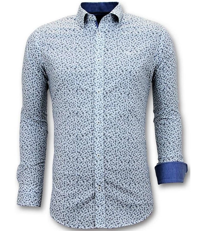 Tony Backer Camisa Hombre Estampado Bicicleta Impresión Digital - 3061 - Blanco