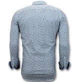Tony Backer Camisa Hombre Estampado Bicicleta Impresión Digital - 3061 - Blanco