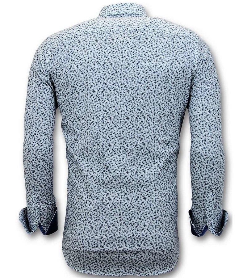 Tony Backer Camisa Hombre Estampado Bicicleta Impresión Digital - 3061 - Blanco