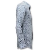 Tony Backer Camisa Hombre Estampado Bicicleta Impresión Digital - 3061 - Blanco