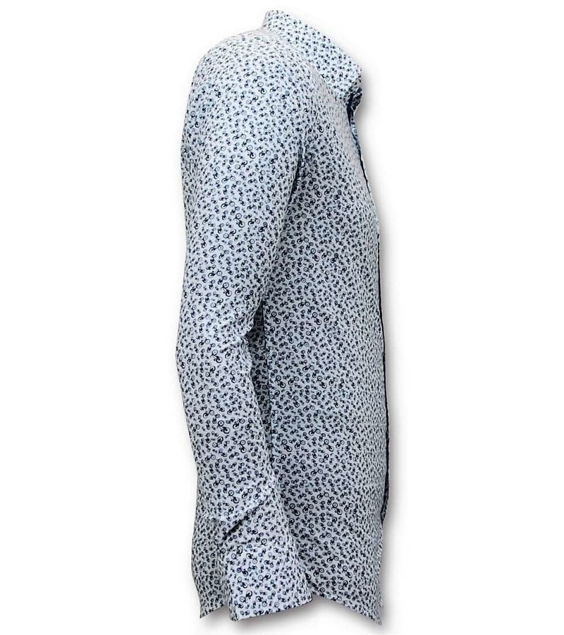 Tony Backer Camisa Hombre Estampado Bicicleta Impresión Digital - 3061 - Blanco