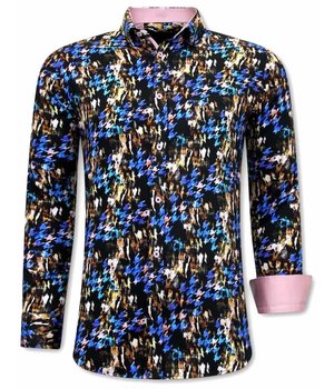 Gentile Bellini Camisas de Hombre de Colores - Slim Fit - 3068 - Rosa / Negro