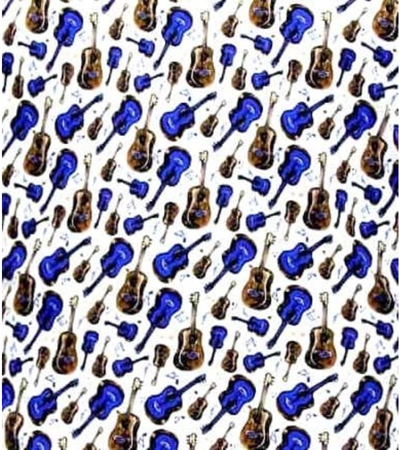 Tony Backer Camisas Hombre Gitaar Print - 3069 - Blanco/Azul