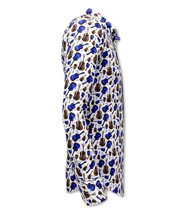 Tony Backer Camisas Hombre Gitaar Print - 3069 - Blanco/Azul