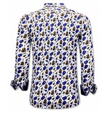 Tony Backer Camisas Hombre Gitaar Print - 3069 - Blanco/Azul