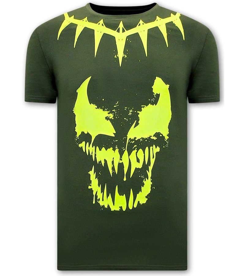Local Fanatic Camisetas Hombre Calaveras Venom Face Neon  - Verde