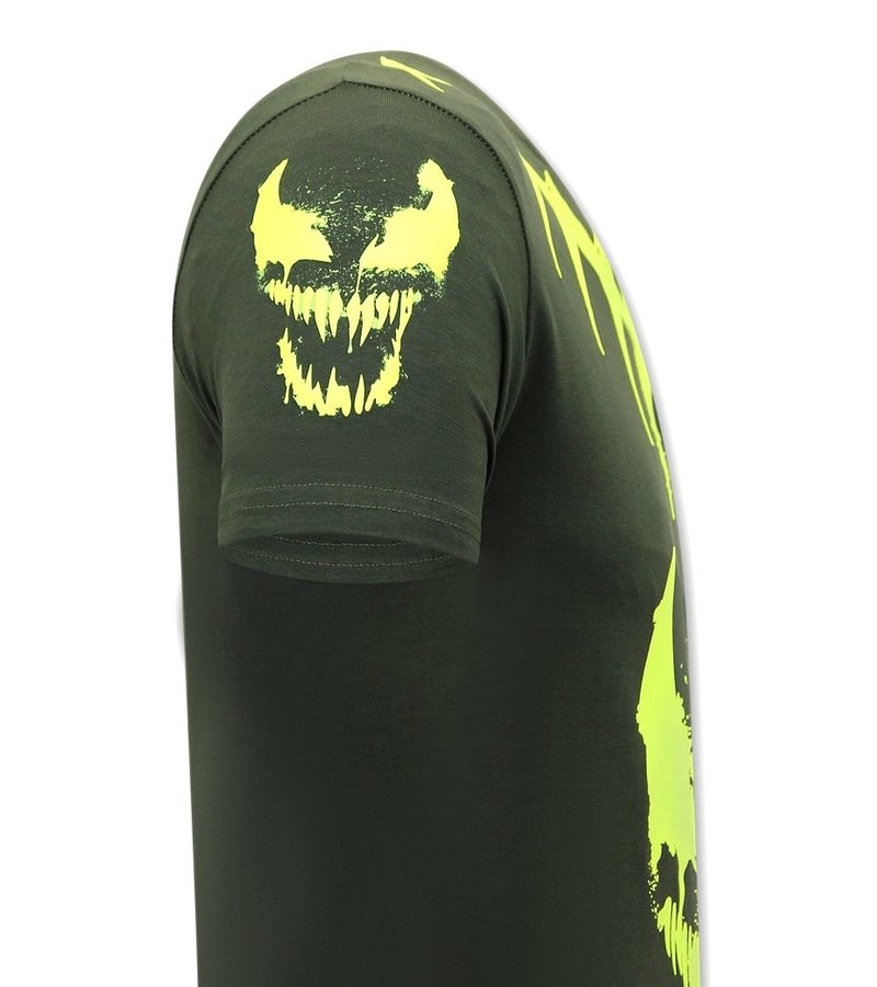 Local Fanatic Camisetas Hombre Calaveras Venom Face Neon  - Verde