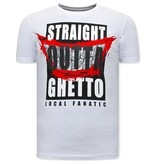 Local Fanatic Camisetas Hombre Straight Outta Ghetto - Blanco