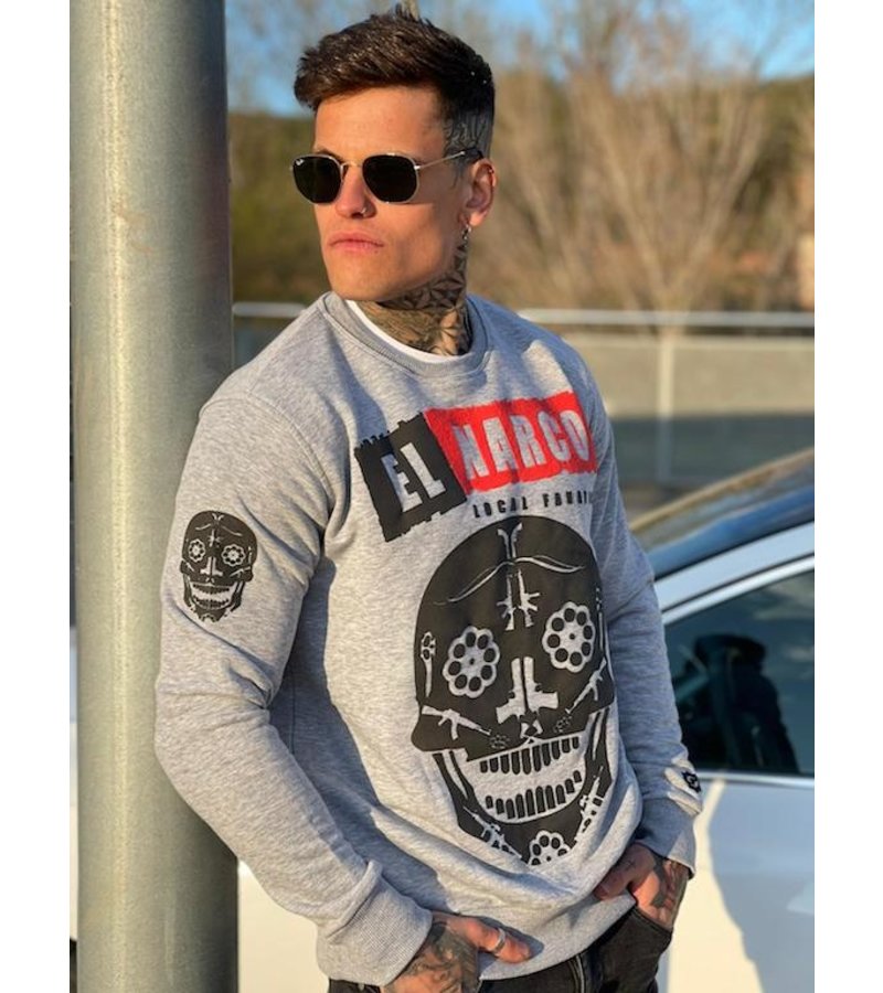 Local Fanatic Sueter De Hombre El Narco  - Gris